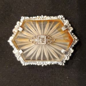 1930s White Camphor Glass Brooch